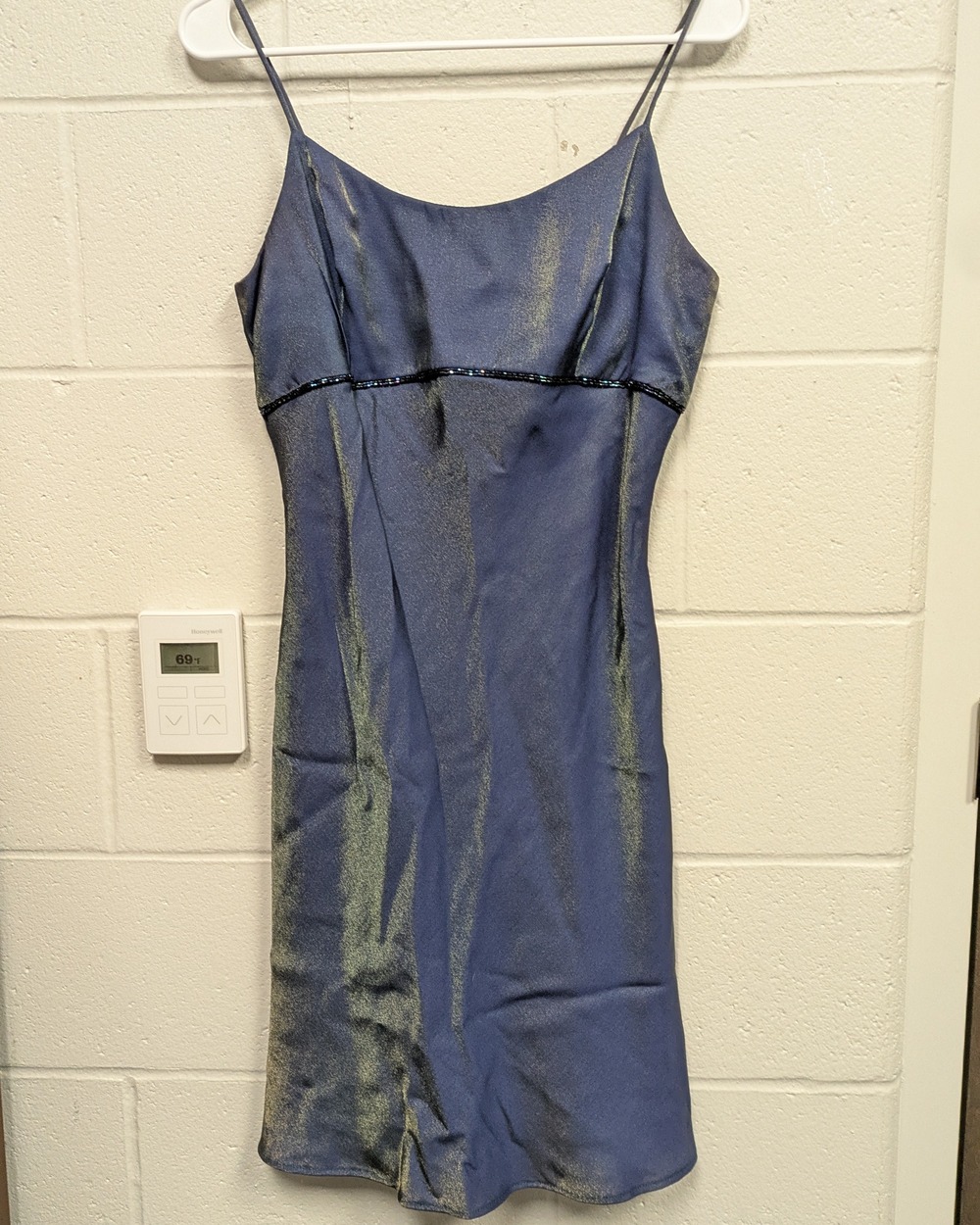 Jessica McClintock Gunne Sax Blue Satin Fit & Flare Mini Dress 9/10